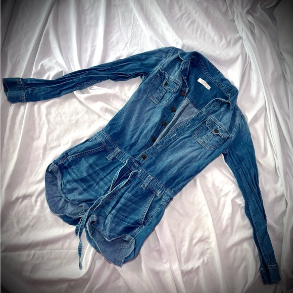 Stylish Blue Denim Romper - Picture 1 of 3